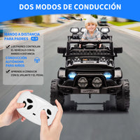 Garvee Coche Eléctrico para Niños 12V, Todoterreno Infantil con Control Remoto 2.4G, Doble Motor, Bluetooth, Luces LED y Suspensión, 3-6 Años, Negro