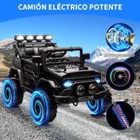Garvee Coche Eléctrico para Niños 12V, Todoterreno Infantil con Control Remoto 2.4G, Doble Motor, Bluetooth, Luces LED y Suspensión, 3-6 Años, Negro