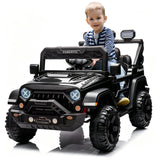 Garvee Coche Eléctrico Infantil de 12 V con Control Remoto Parental, 3 Velocidades, Luces LED, Música Bluetooth y Suspensión de Resortes, para Niños de 3 a 6 Años, Negro - Negro