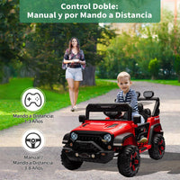 Garvee Coche Eléctrico Infantil Estilo Todoterreno Batería 12V 7Ah Doble Motor Mando a Distancia 2.4 GHz Conexión Bluetooth Luces LED Arranque Suave Rojo