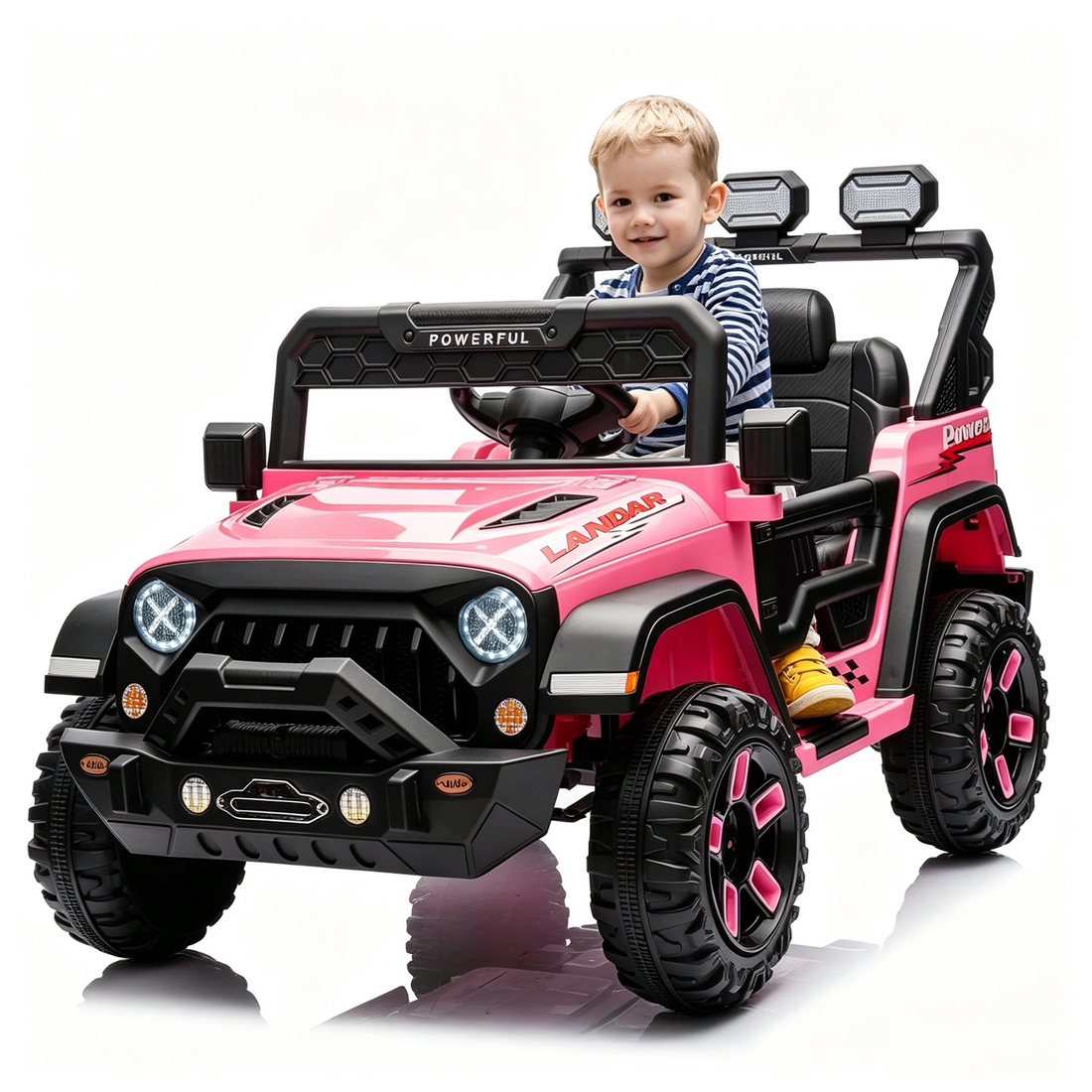 Garvee Coche Eléctrico Infantil de 12 V con Control Remoto Parental, 3 Velocidades, Luces LED, Música Bluetooth y Suspensión de Resortes, para Niños de 3 a 6 Años, Interior y Exterior, Rosa