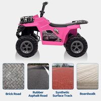Garvee Quad Eléctrico 12V, Música y LED, 4 Ruedas Antideslizantes, Arranque Suave, 2-5 años, Interior y Exterior, Rosa