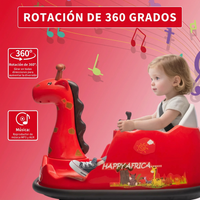 Garvee Autoscooter 6V, Rotación 360°, Luces LED, Control Remoto, Diseño de Jirafa, Cinturón de 5 puntos, Seguro y Divertido, 2-5 años, Interior y Exterior, Rojo