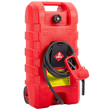 Garvee Contenedor de gasolina de 56.78L con bomba manual y manguera de 304.8cm para jardín y vehículos, HDPE antifugas, ruedas, resistente