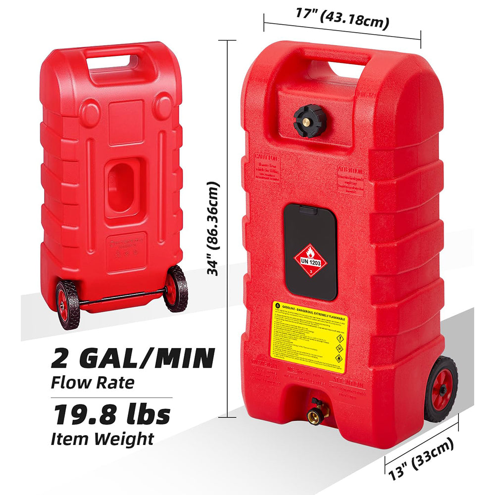 Garvee Contenedor de gasolina de 56.78L con bomba manual y manguera de 304.8cm para jardín y vehículos, HDPE antifugas, ruedas, resistente