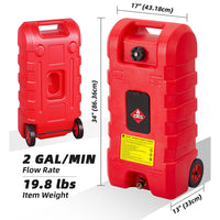 Garvee Contenedor de gasolina de 56.78L con bomba manual y manguera de 304.8cm para jardín y vehículos, HDPE antifugas, ruedas, resistente