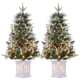 Garvee Árbol de Navidad Mini 90cm Preiluminado con Nieve Artificial y LED Blanco Cálido, Base Blanca, Decoración para Hogar y Oficina - 90 cm & Árbol de luz óptica simulada & Cajita luminosa de nieve & 2