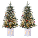 Garvee Árbol de Navidad Mini 90cm con Muñeco de Nieve, LED Blanco Cálido y Base Blanca, Decoración Festiva Preiluminada para Hogar y Oficina, 2 Paquetes - 90 cm & Árbol de luz óptica simulada & Cajita luminosa de muñeco de nieve & 2