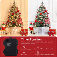 Garvee Árbol de Navidad Mini 90cm con Muñeco de Nieve, LED Blanco Cálido y Base Blanca, Decoración Festiva Preiluminada para Hogar y Oficina, 2 Paquetes