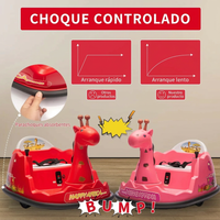 Garvee Autoscooter 6V, Rotación 360°, Luces LED, Control Remoto, Diseño de Jirafa, Cinturón de 5 puntos, Seguro y Divertido, 2-5 años, Interior y Exterior, Rojo