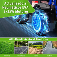 Garvee Tractor Eléctrico 12V, Remolque Desmontable, Doble Motor 35W, 3 Velocidades, Luces LED, Control Remoto, 3-6 años, Jardín, Azul
