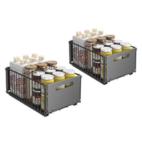 Garvee Pack de 2 Organizadores Deslizantes para Armario de Cocina, Acero al Carbono Negro, Instalación Sin Taladro, Cestas Extraíbles Plegables, para Bajo Fregadero y Baño