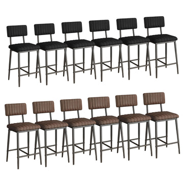 Garvee Conjunto de 2 Taburetes Altos de Cocina con Asiento de PU y Respaldo Ergonómico 181kg Negro