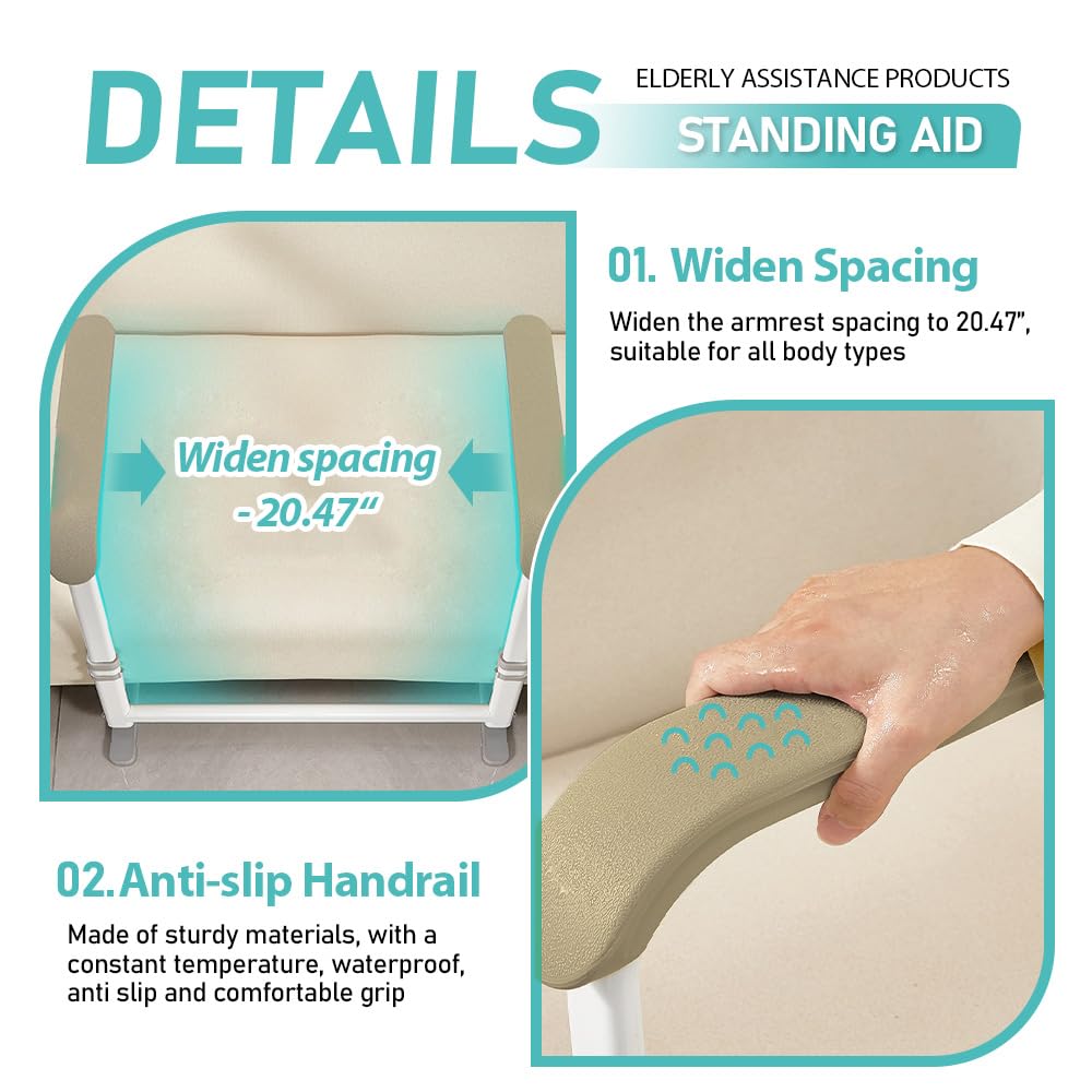 Garvee Asistencia para Movilidad Sofá Acero Carbono 6 Alturas Regulables Antideslizante Instalación Sencilla Hogares Mayores Marrón