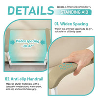 Garvee Asistencia para Movilidad Sofá Acero Carbono 6 Alturas Regulables Antideslizante Instalación Sencilla Hogares Mayores Marrón