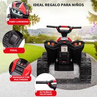Garvee Quad Eléctrico 12V, LED y Música, Control Doble, Ruedas 4x4 EVA, 3-6 años, Interior y Exterior, Rojo