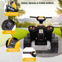 Garvee Quad Eléctrico 12V, LED, Música, 2 Velocidades, Bocina, 3-6 años, Interior y Exterior, Amarillo