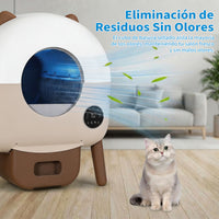 Garvee Arenero Autolimpiante Automático para Gatos Tambor 76 L Control por App Wi-Fi Triple Seguridad Blanco y Café