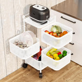 Garvee Carro Giratorio Almacenamiento Acero Carbono 4 Niveles Ruedas Niño Cuarto Cocina Organiza Juguetes - Blanco