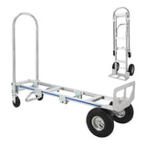 Garvee Carretilla de Mano de Aluminio 2 en 1 Convertible Alta Capacidad Ligera para Hogar y Almacén - Plata