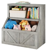 Garvee Estantería Infantil de MDF y PB de Estuche con Borde Reforzado 2 Niveles 80x42.06x81.28cm Organizador Seguro para Dormitorio y Aula Gris - Gris