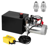 Garvee Unidad de Potencia Hidráulica 12V 2.2KW Doble Efecto con Tanque de Acero 4L - Bomba Hidráulica para Remolque Volquete, Elevador de Coches y Maquinaria - Acero