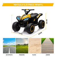 Garvee Quad Eléctrico 12V, LED, Música, 2 Velocidades, Bocina, 3-6 años, Interior y Exterior, Amarillo