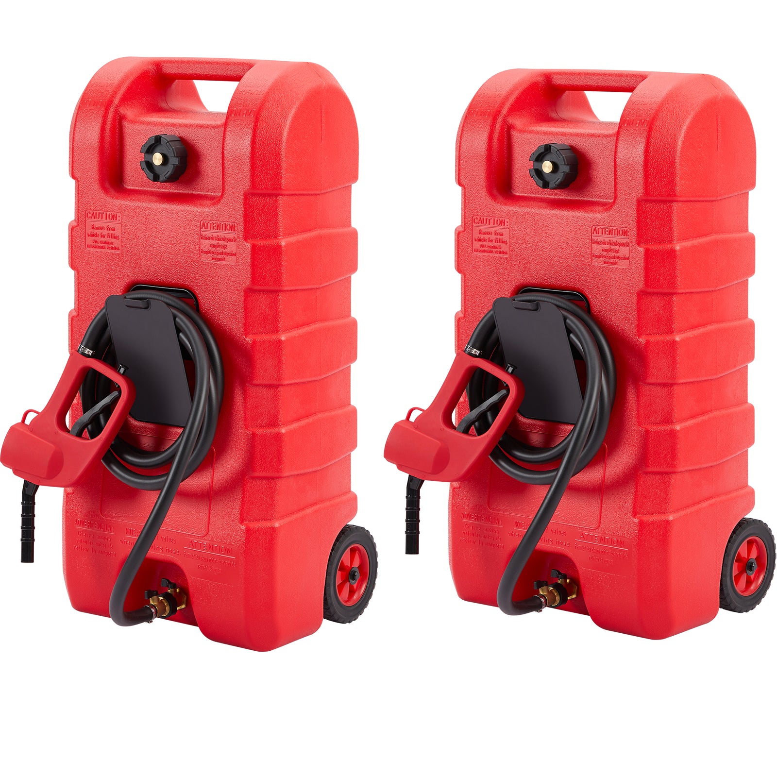 Garvee Carro De Combustible 15 Galones Con Ruedas, Bomba Manual 2 GPM, Tanque Antigoteo Polietileno, Jardín Y Marina, 10FT Manguera, Ruedas Todo Terreno