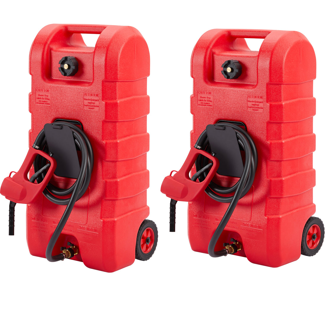 Garvee Carro De Combustible 15 Galones Con Ruedas, Bomba Manual 2 GPM, Tanque Antigoteo Polietileno, Jardín Y Marina, 10FT Manguera, Ruedas Todo Terreno