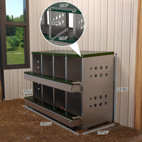 Garvee Caja de Anidación para Gallinas 2 Capas 8 Compartimentos, Acero Galvanizado, Con 8 Huevos Falsos, Bandeja de Recolección Barra para Posarse, Resistente a la Oxidación, Verde Oscuro
