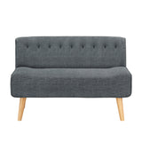 Garvee Sofá Loveseat Garvee 2 plazas con tapizado de lino acolchado, patas de madera gris, ideal para espacios pequeños, sala de estar, dormitorio, sala de juegos, 117x56x78 cm - Gris