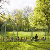 Garvee Gallinero Metálico Grande para 6-10 Pollos con Techo a Dos Aguas, Estructura de Acero Antióxido, Cubierta Impermeable, Espacioso para Jardín y Granja