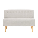Garvee Sofá de tela Garvee para 2 personas, tapizado con aspecto de lino, sofá doble con patas de madera, beige, 117x56x78cm, para habitación pequeña, sala de estar, dormitorio - Beige