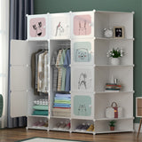 Garvee Armario Pendería Portátil con Cubos Modulares, Puertas DIY, PP y ABS, Metal, 145x110x47cm, Hogar y Oficina, Durable y Versátil - Blanco