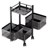Garvee Carro Cocina Giratorio 3 Niveles Acero Carbono Ruedas para Baño Sala Almacena Verduras Snacks Utensilios Negro - Negro