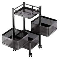 Garvee Carro Cocina Giratorio 3 Niveles Acero Carbono Ruedas para Baño Sala Almacena Verduras Snacks Utensilios Negro