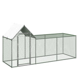 Garvee Gallinero Metálico Grande para 6-10 Pollos con Techo a Dos Aguas, Estructura de Acero Antióxido, Cubierta Impermeable, Espacioso para Jardín y Granja（3 x 1 x 1.52 m）