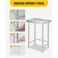 Garvee Mesa de Acero Inoxidable 45,72×60,96cm in Mesa de Preparación Comercial Diseño Abierto Estabilidad Superior Cocina y Taller