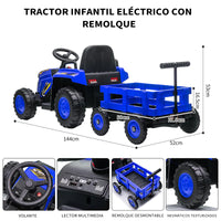 Garvee Tractor Eléctrico para Niños 12V con Remolque Desmontable, Motor Doble, Mando Parental, Luces LED y Música, Vehículo a Batería para Niños 3-6 Años, Exterior y Jardín, Azul