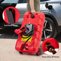 Garvee Carro De Combustible 15 Galones Con Ruedas, Bomba Manual 2 GPM, Tanque Antigoteo Polietileno, Jardín Y Marina, 10FT Manguera, Ruedas Todo Terreno