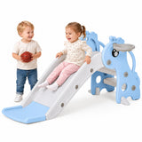 Garvee Tobogan Infantil Plegable con Aro de Baloncesto Antideslizante y Seguro Ideal para Interior y Exterior, Azul Claro