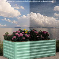 Garvee Cama Elevada de Jardín Cuadrada Acero Galvanizado 0.5mm Resistente 240x120x60 cm Cultivos Exteriores Verde