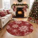 Garvee Alfombra Navidena Redonda de Poliester Suave Lavable a Maquina Plegable Antideslizante y Resistente, 120x120 cm Rojo