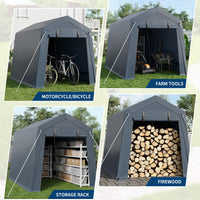 Garvee Garaje Portátil para Motocicleta 183x244x213 cm, Estructura de Acero Galvanizado, Cubierta de PE Triple Capa 240 g, Puertas con Cremallera y Ventilación, Gris