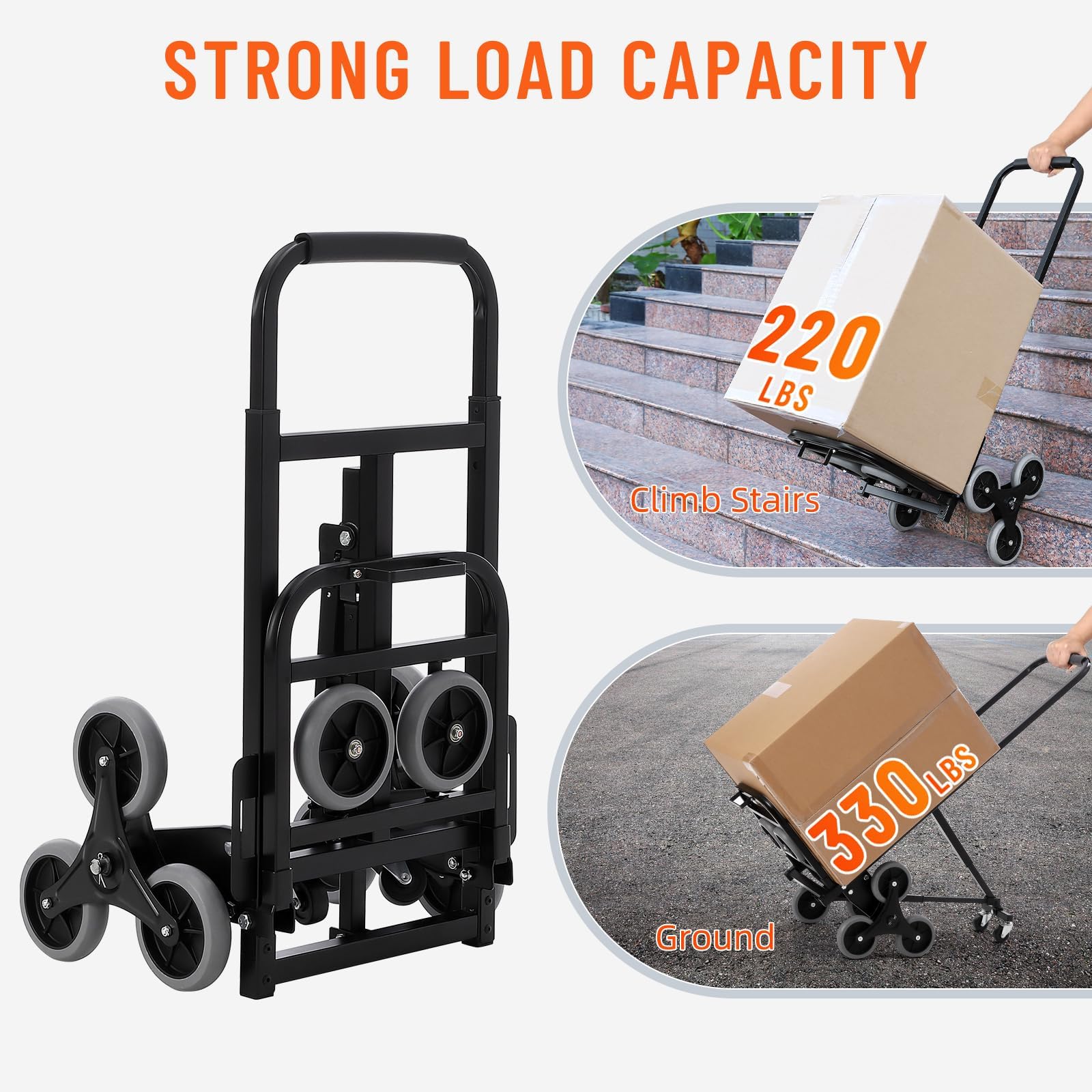 Garvee Carrito Escalera Plegable 3 en 1 Capacidad 249 kg Ruedas Triangulares Estables Telescópico para Almacén y Supermercado