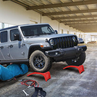 Garvee Set de 2 Ramps Elevadoras para Auto de Acero Sólido 3629 kg Antideslizante Compacto 89×33 cm Ideal para Mantenimiento en Garaje Rojo