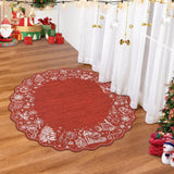 Garvee Alfombra Navidena Redonda de Poliester Lavable a Maquina Plegable Antideslizante y Muy Suave, 120x120 cm Rojo