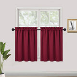 Garvee Cortinas Cortas para Baño 2 Paneles Opacas Bloqueo Luz Vino Tinto 66×91 cm - Vino Tinto