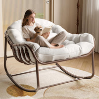 Garvee Silla Mecedora Interior/Exterior Silla Huevo de Ratán Royal Cómoda Sobredimensionada con Cojín Acolchado Olefina Resistente Jardín Porche