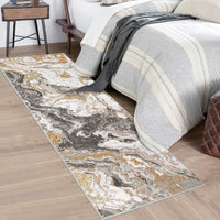 Garvee Alfombra moderna 80x150 cm de Terciopelo Perlado Antideslizante y Suave de Diseño Abstracto para Sala, Cocina y Oficina Gris